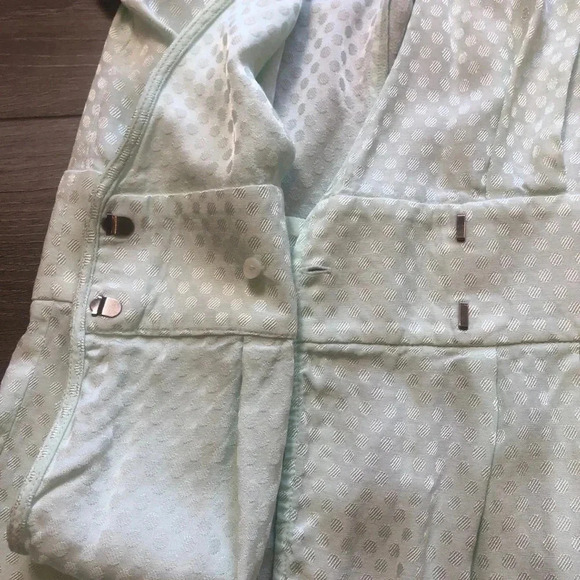 Something Navy Jacquard Wrap Surplice Peplum Mint Green Vneck Blouse Size Small - Picture 5 of 10